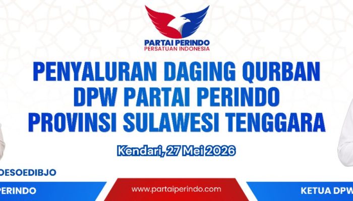 Sambut Iduladha 1447 H, DPW Perindo Sultra Kurbankan 5 Ekor Sapi untuk Warga dan Pengurus